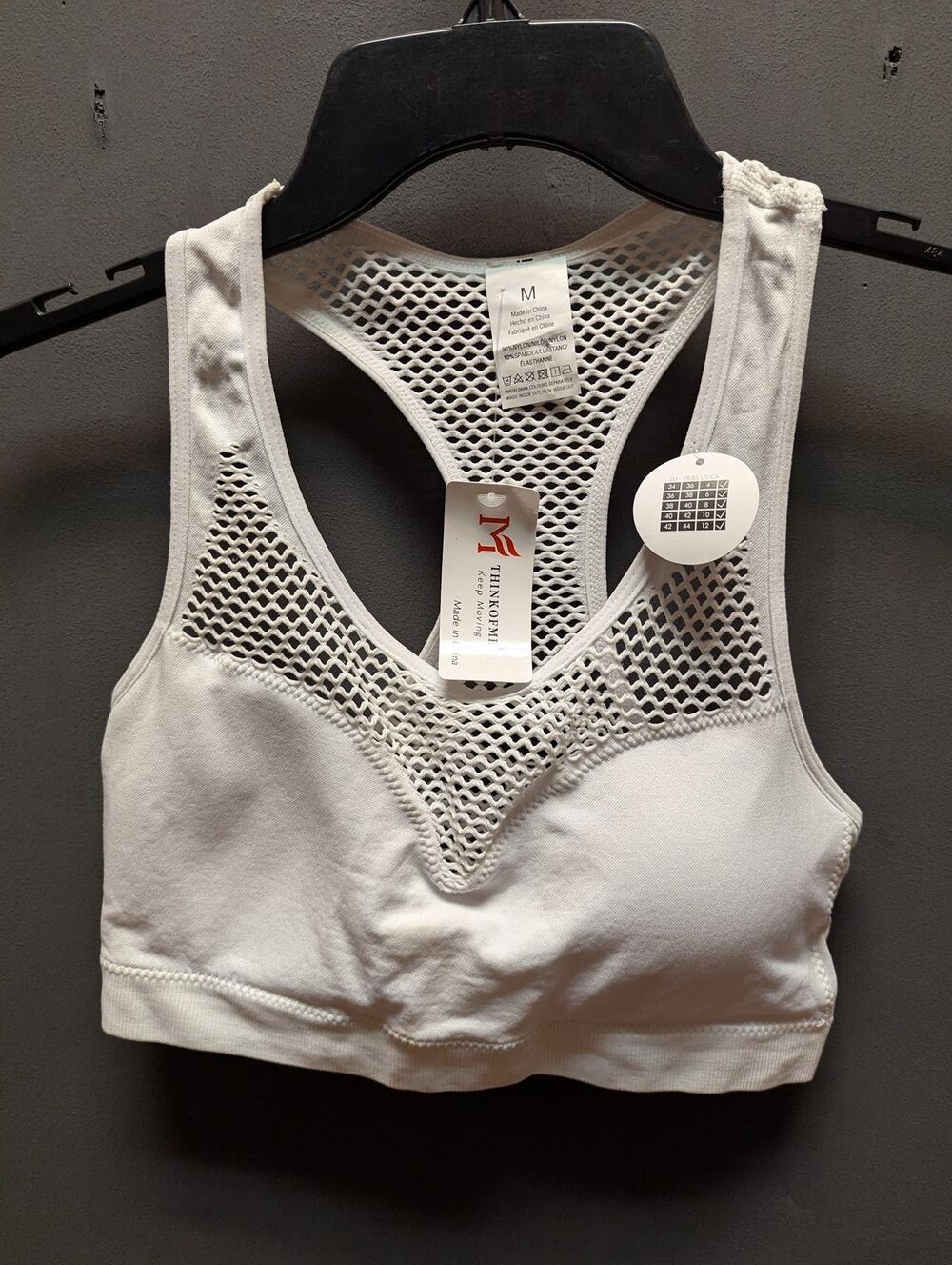 Think of ME sports bra Size Medium racerback mesh padded NEW